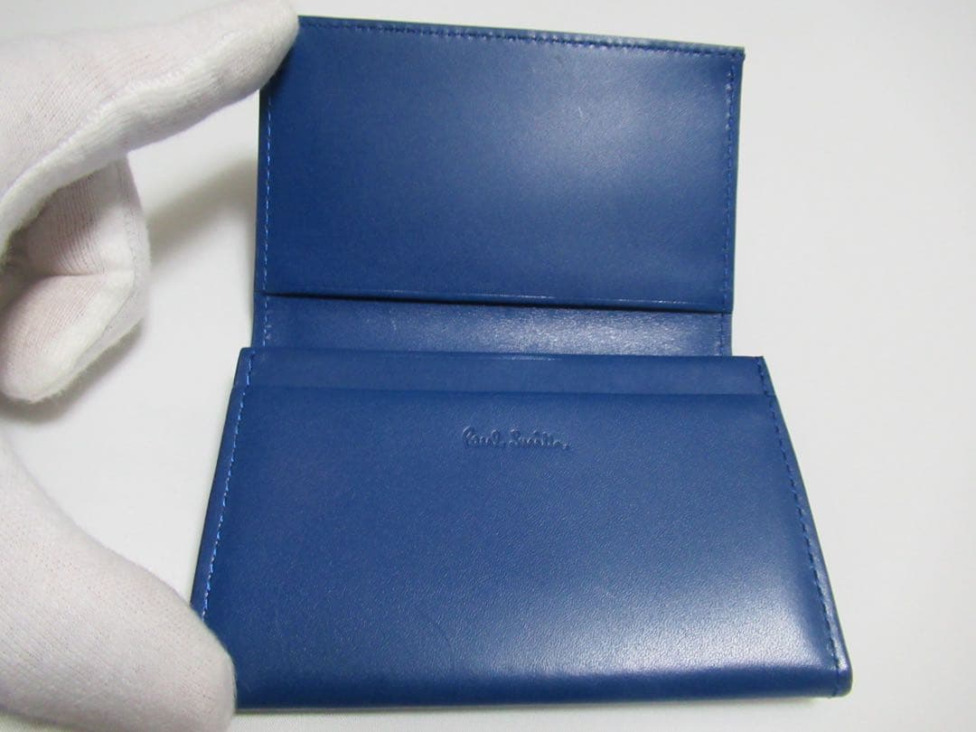 ポールスミス 新品訳あり！シグネチャーストライプ牛革名刺入れ カードケース 青