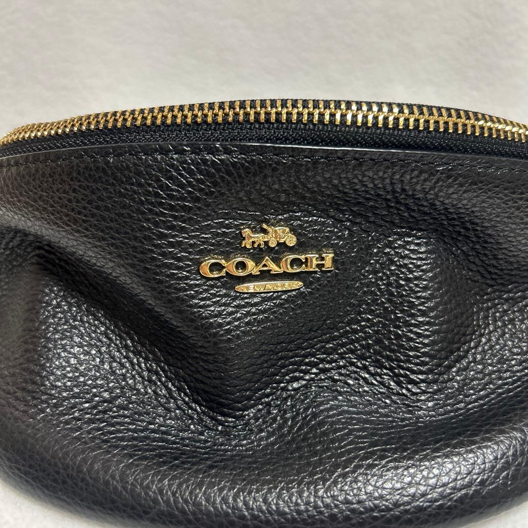 COACH ブラック レザー ウエストポーチ