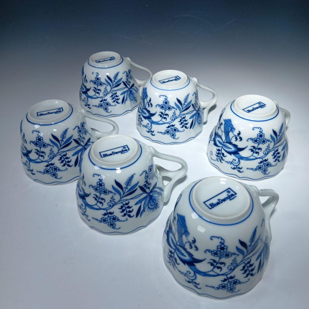 ブルーダニューブカップ＆ソーサ6客 ケーキ皿6枚　ティーポット１個セット