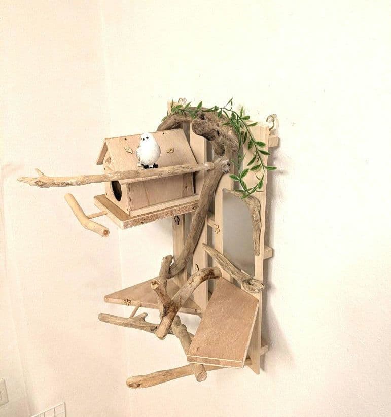 バードアスレチック　流木　壁掛け 止まり木 36バードトイ　バードジム