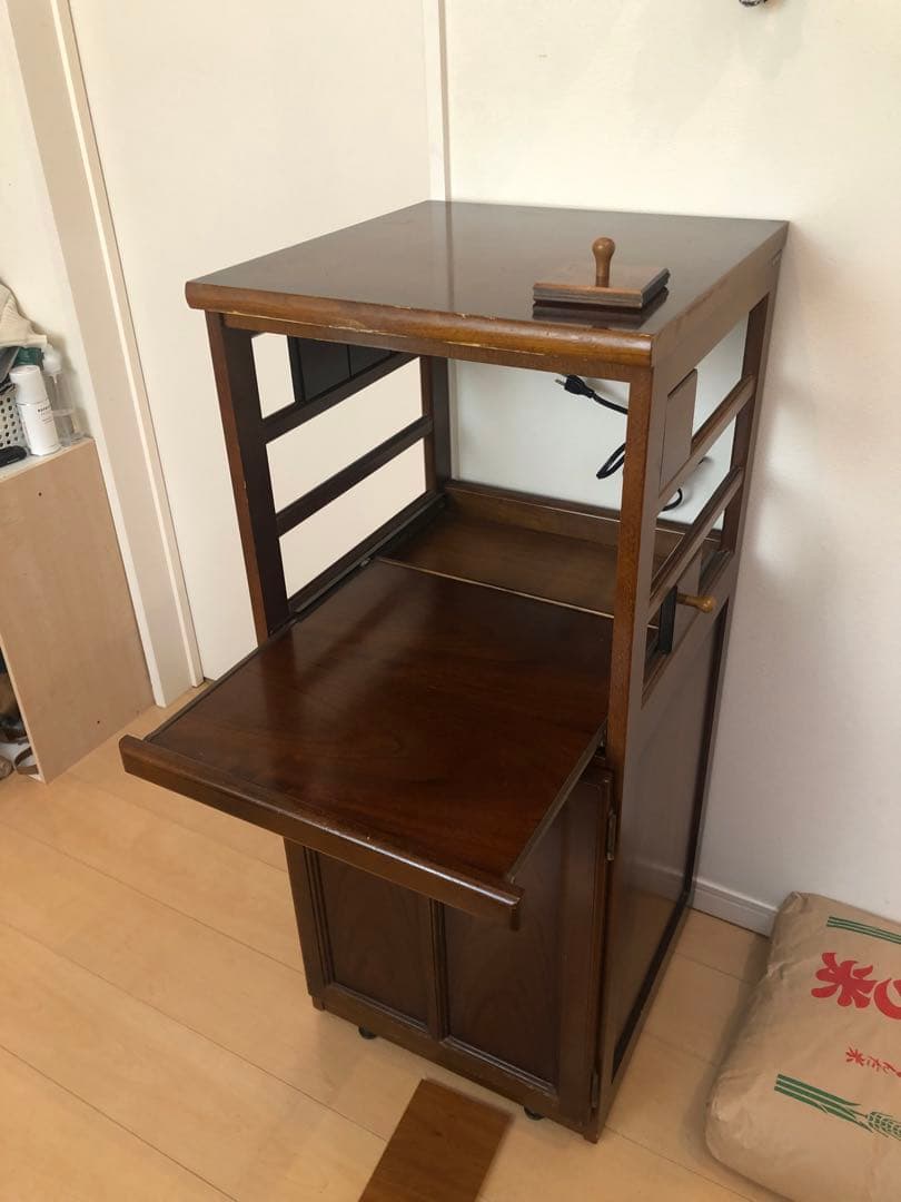 Kazカリモク　キッチンラック レンジ/炊飯器棚44x105x45