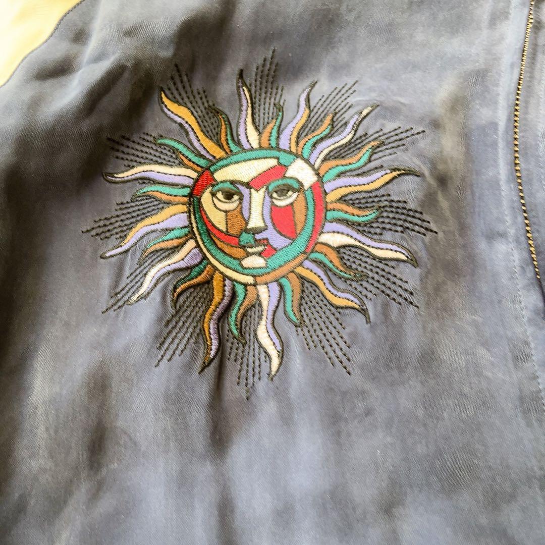 アウラ　AULA スカジャン　ビッグ刺繍　　大鹿　月　星　ネイビー　アウター