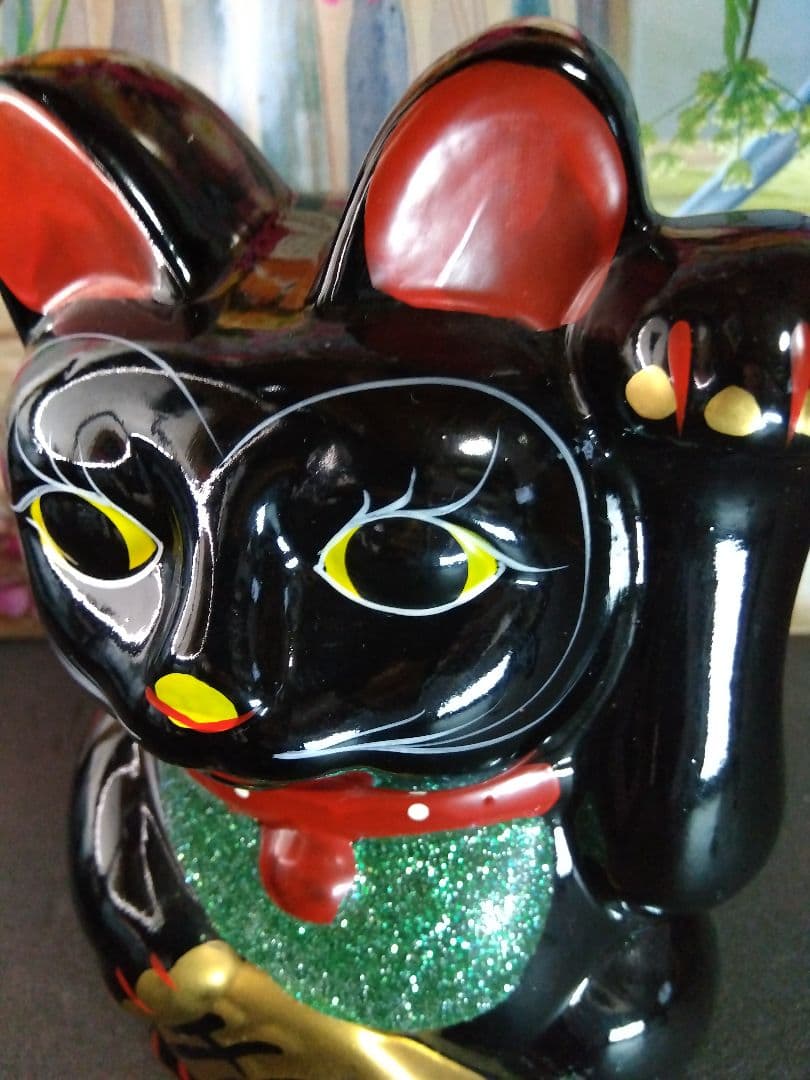 とても可愛い黒猫の招き猫 貯金箱。mykkzmまとめ売り4個。