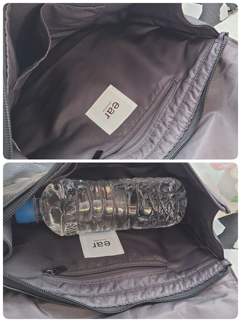 イアパピヨネ 柄ワイドテープショルダーバッグ　ダルメシアン ボディバッグ 黒