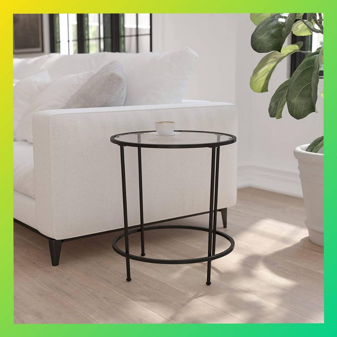 おしゃれ サイドテーブル 耐久性 多目的 強化ガラス