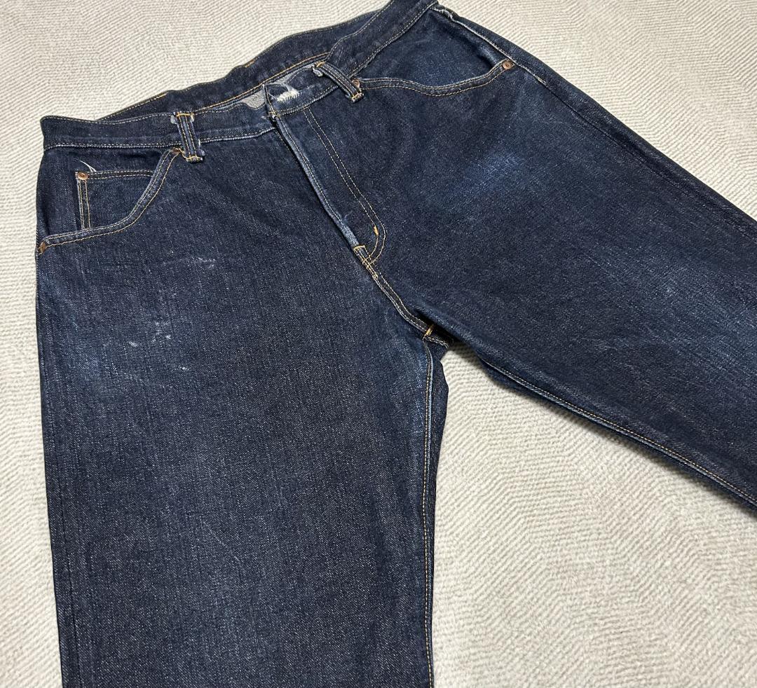藍青 濃紺セルビッジデニム W36 日本製 ※トップボタン欠損あり