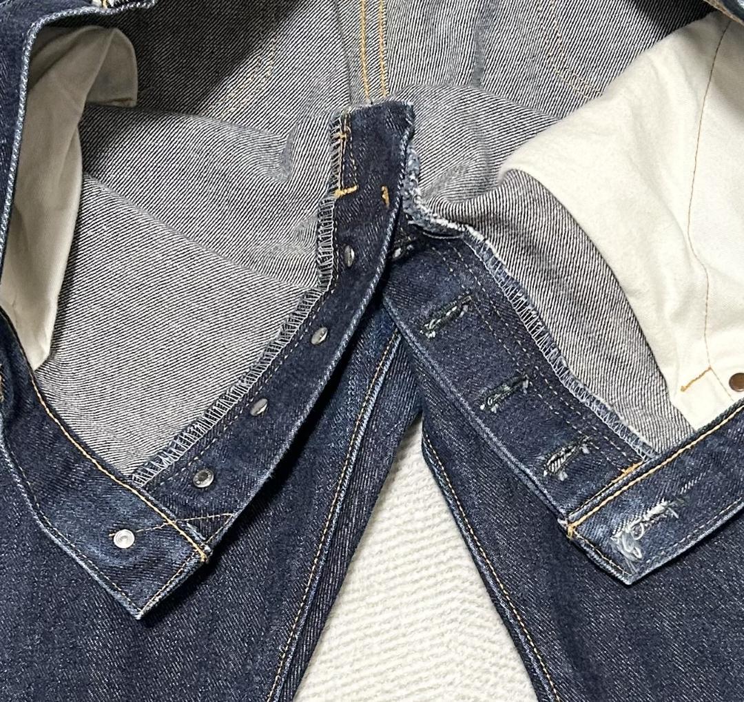 藍青 濃紺セルビッジデニム W36 日本製 ※トップボタン欠損あり