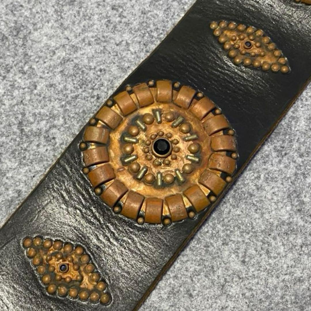 D.O.A DOA HTC ヴィンテージ スタッズ ワイド レザー ベルト 36