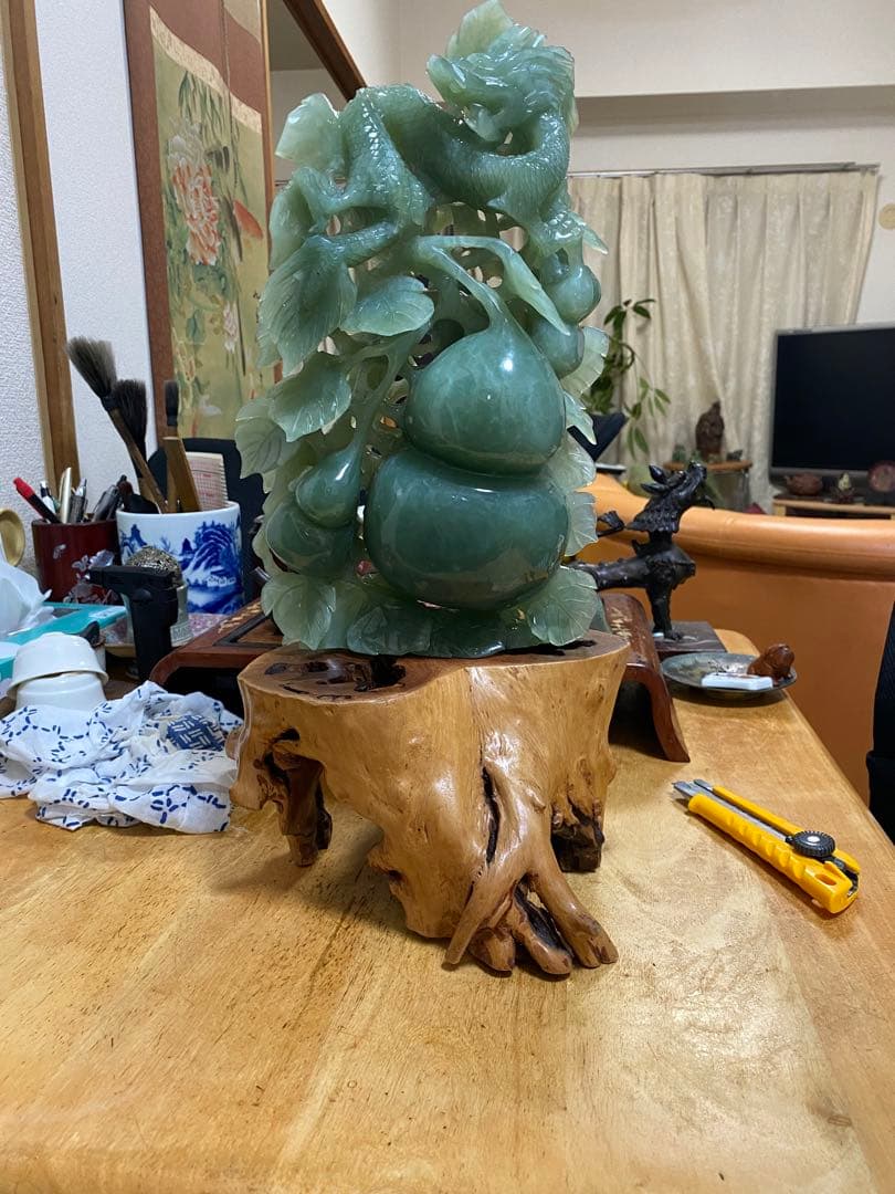 和田玉 和田碧玉 中国美術 龍と瓢箪 天然石