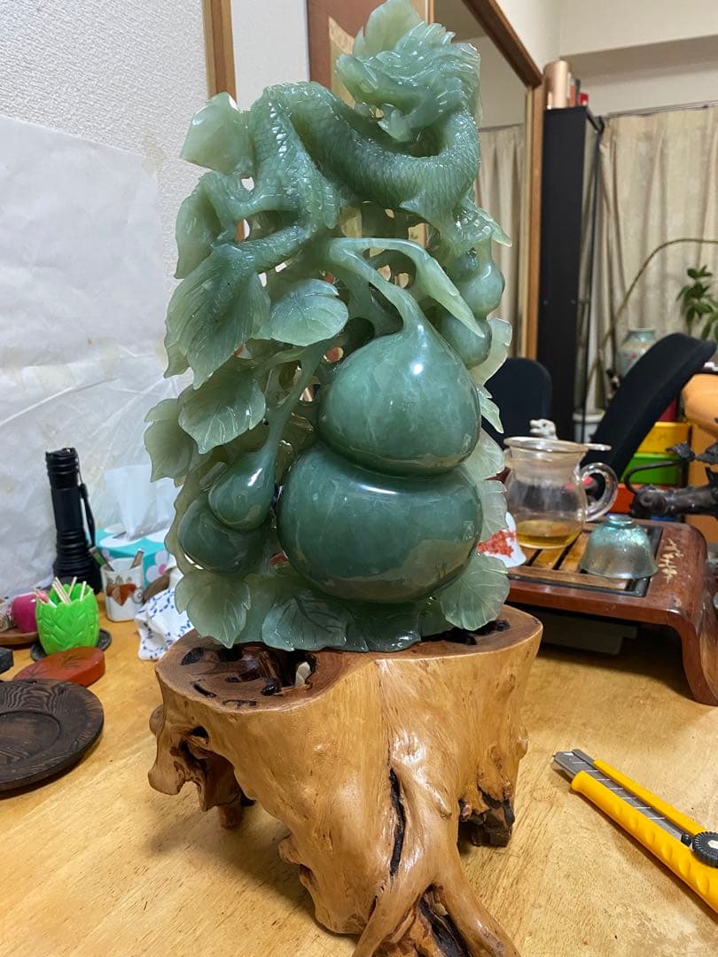 和田玉 和田碧玉 中国美術 龍と瓢箪 天然石