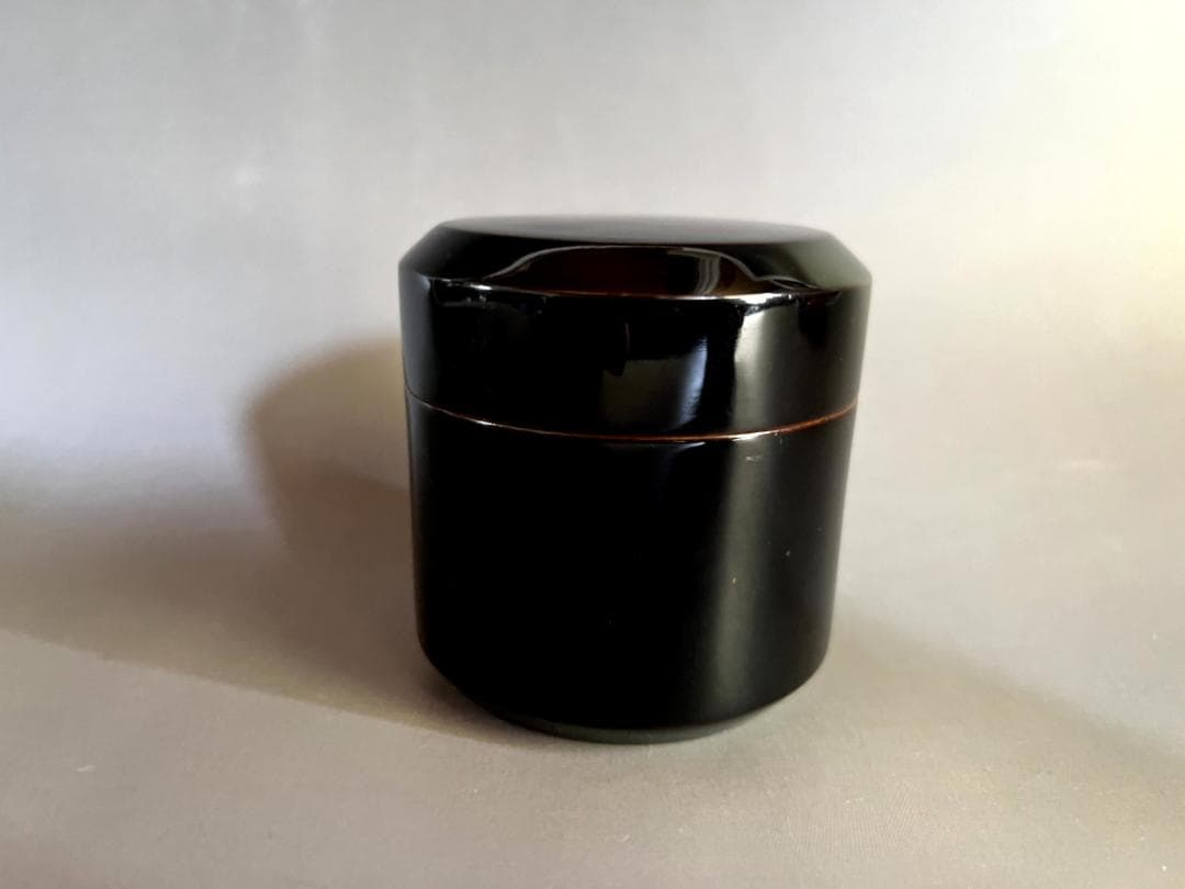 棗■雪吹棗 真塗黒漆中棗 箱・仕覆付き お茶道具 古美術 時代物 骨董品■