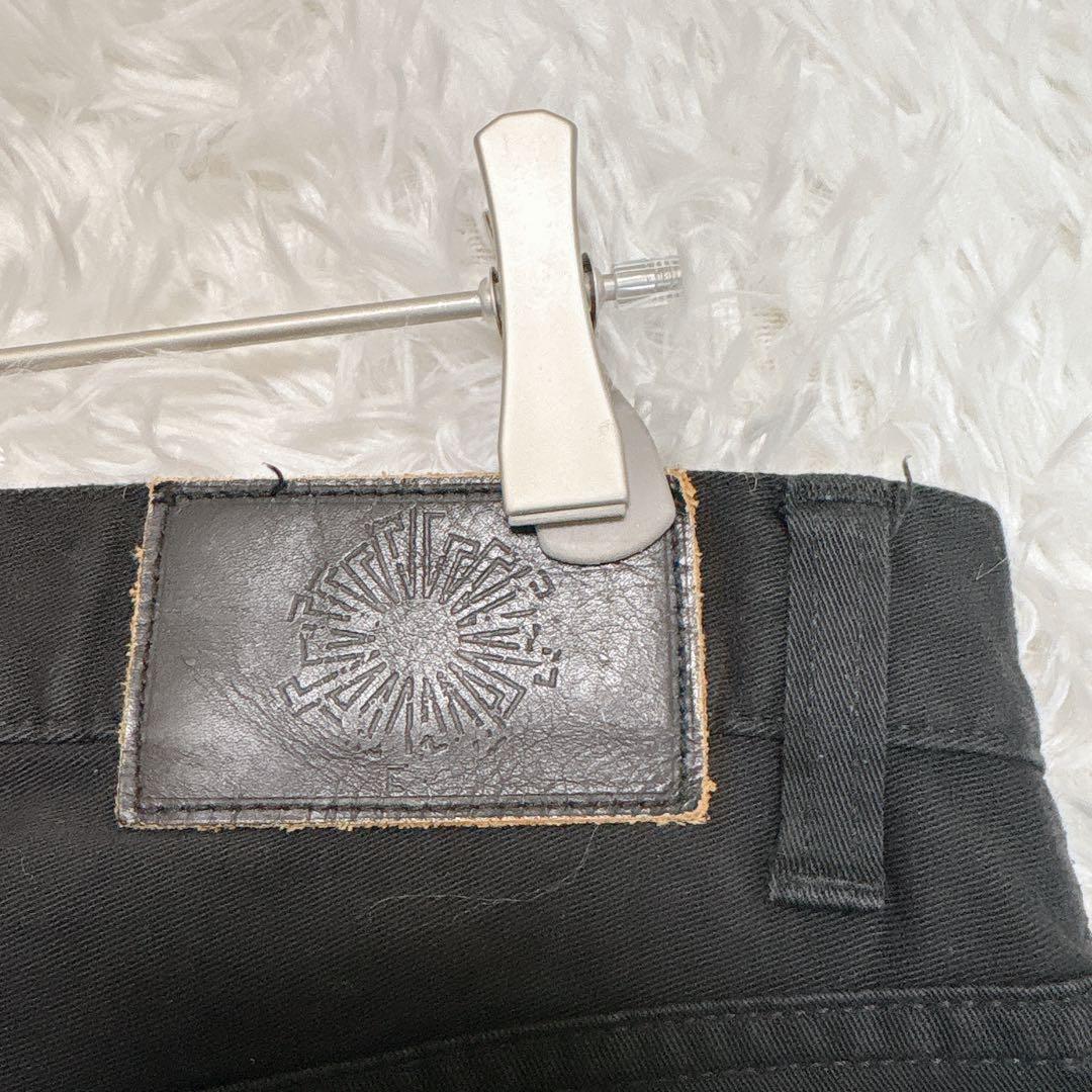 【トルネードマート】カジュアルパンツ　鬼ヒゲ　ブラック　軽伸縮性有　ブーツカット