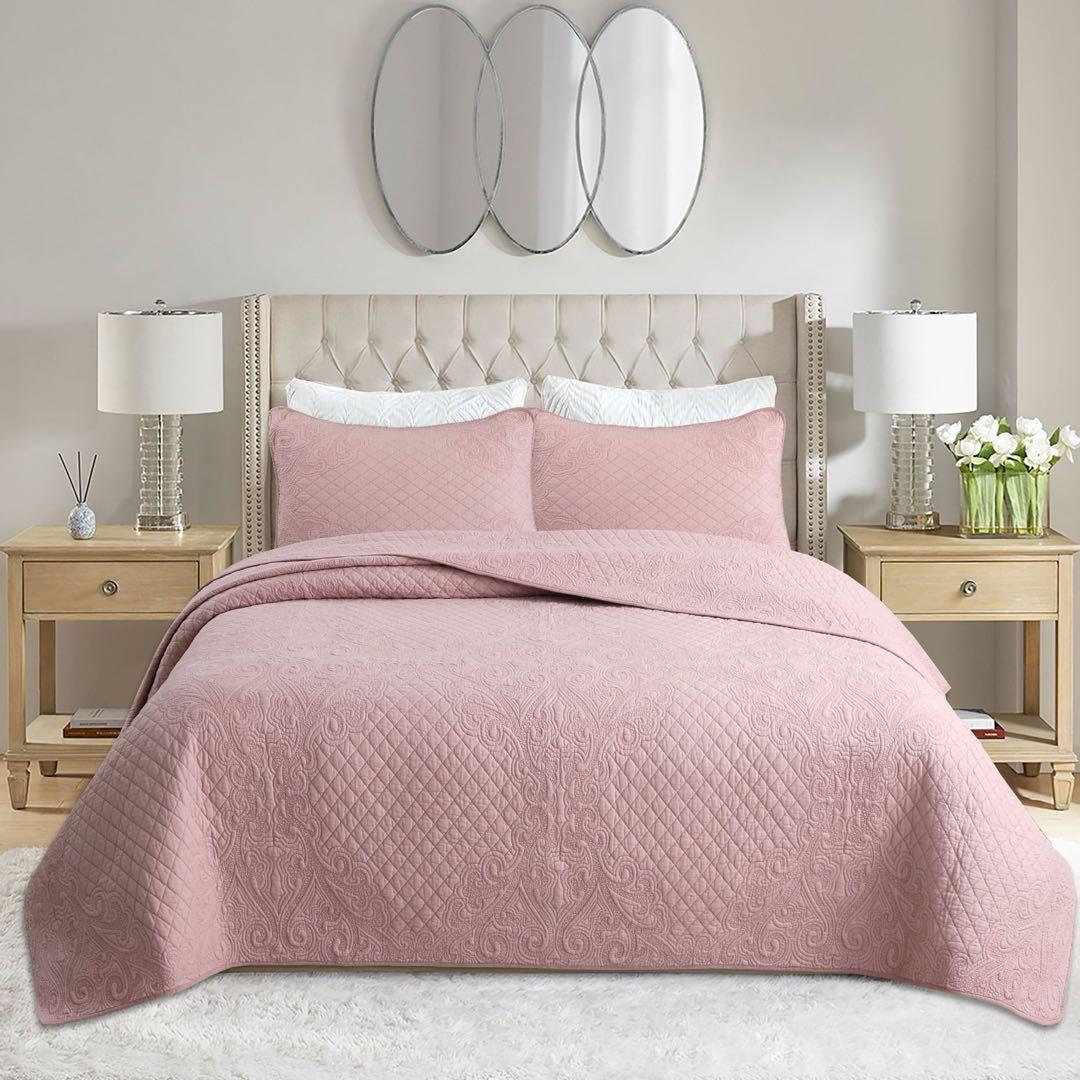 キルトベッドカバー3点セット綿マルチカバー キルティング MY01