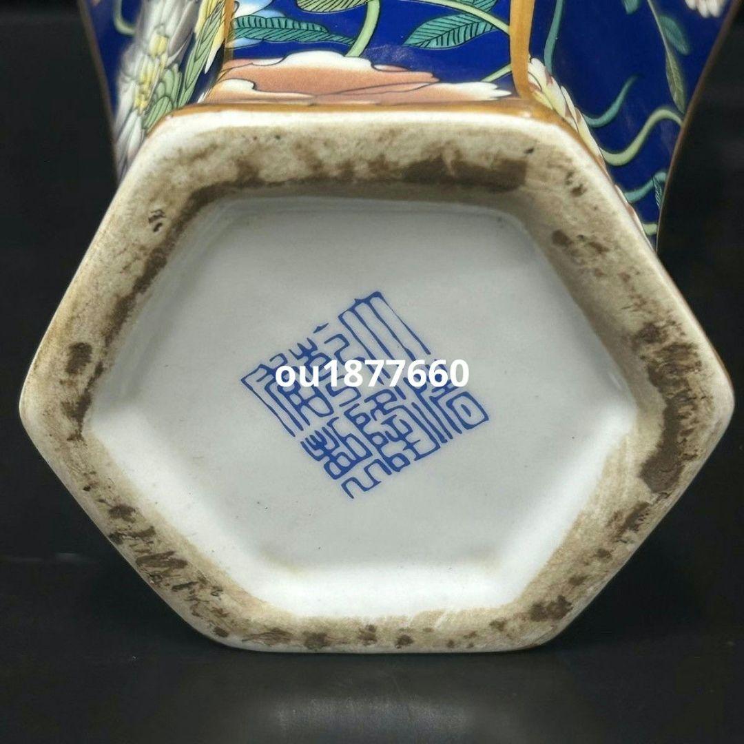 梅蘭竹菊六方瓶 景徳鎮 陶磁器 装飾品 現代工芸品 美術品 置物