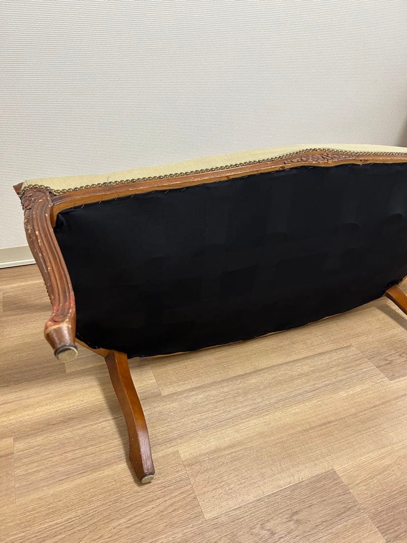 イタリア製【ゴブラン織】猫脚 ベンチソファ 2人掛け アンティーク 販売１月まで