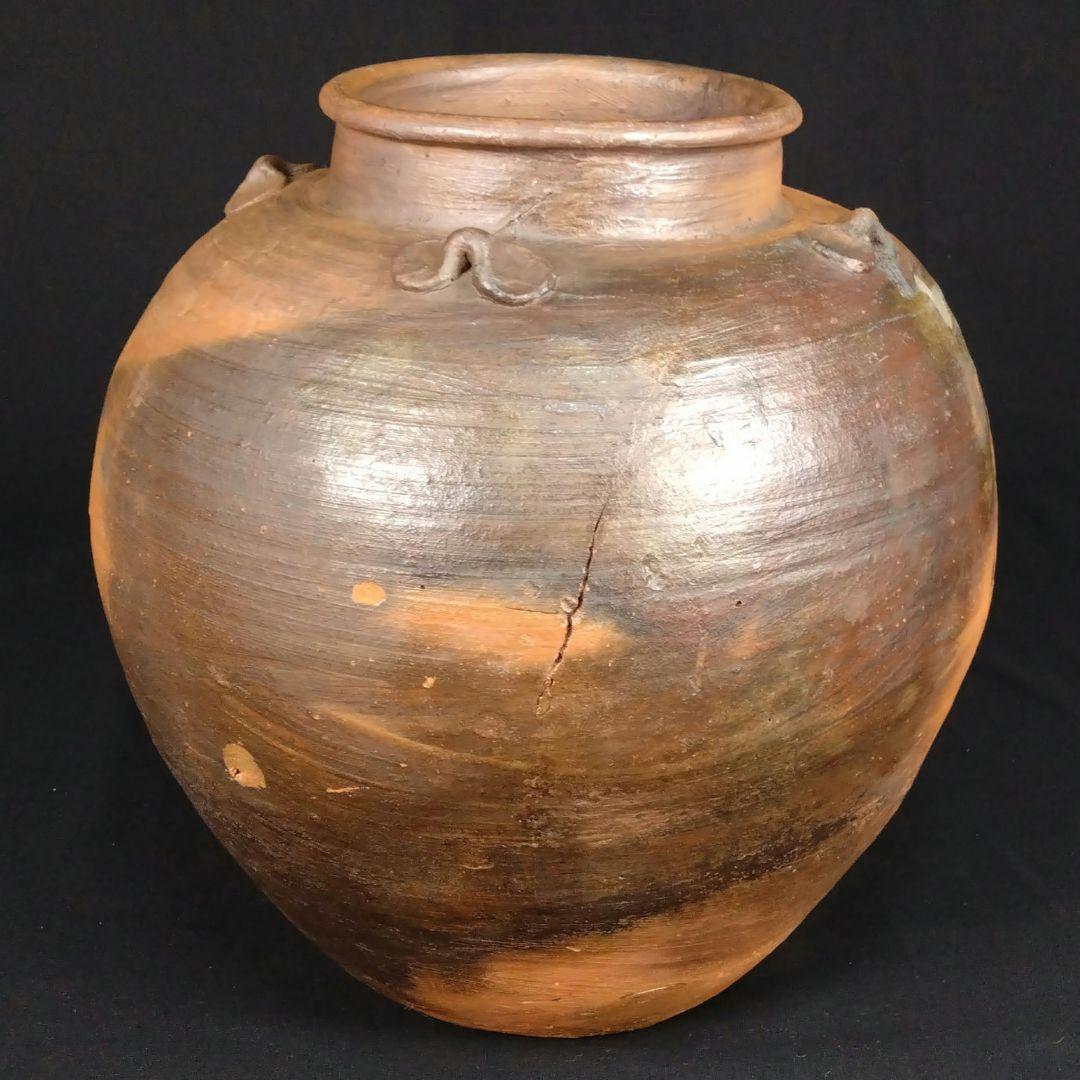 抜群 備前焼 古備前 窯変 四耳葉茶壺 桃山時代 骨董 古美術 茶道具 逸品