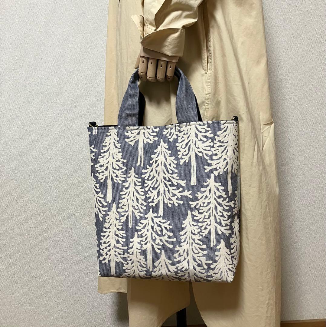 ミナペルホネン ハンドメイド　鳥の集う森パッチワーク×metsä トートバッグ