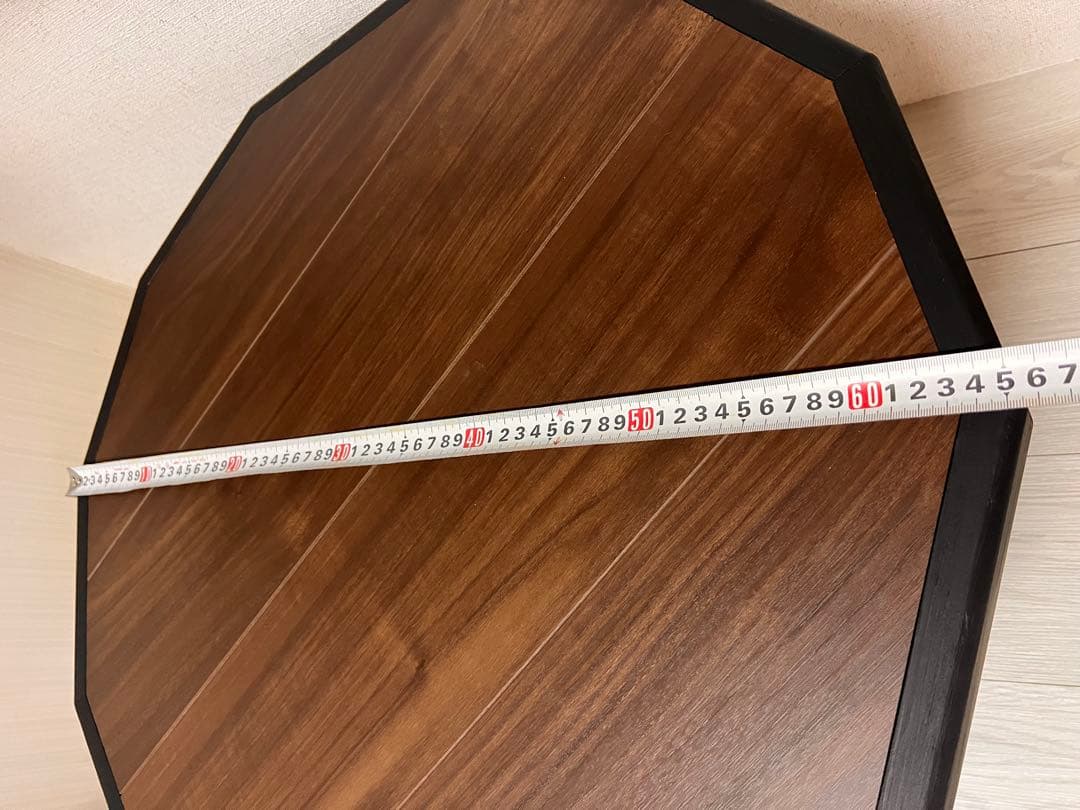座卓・ちゃぶ台・ローテーブル 正12角形ブラウンブラックテーブル　キャンプにも♪