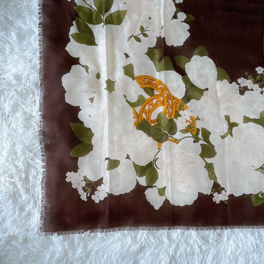 希少✨美品【CHANEL】ココマーク カメリア シルク カシミア 大判スカーフ