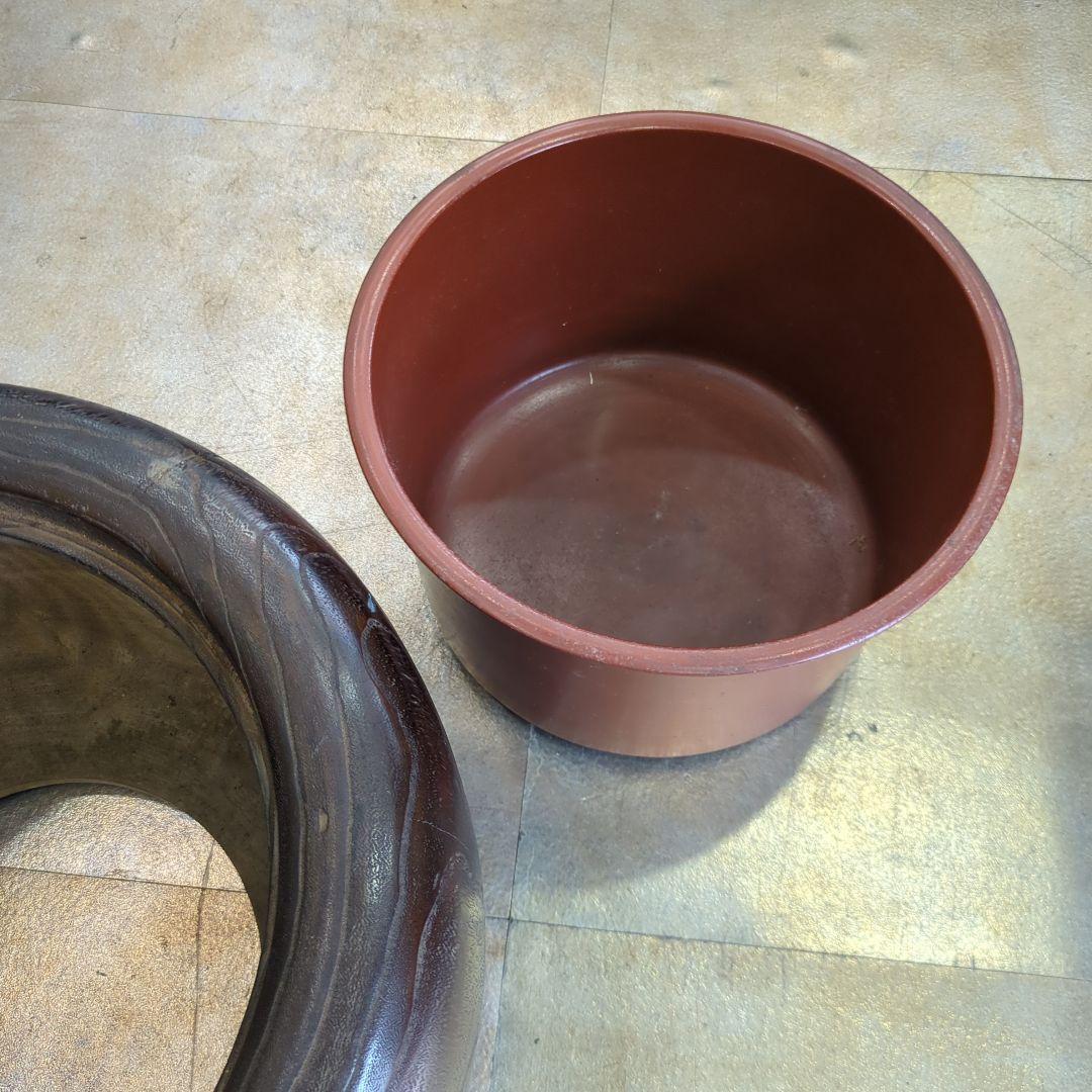 骨董　蒔絵　螺鈿　火鉢　桐　内側銅器　大型　花入　鉢カバー