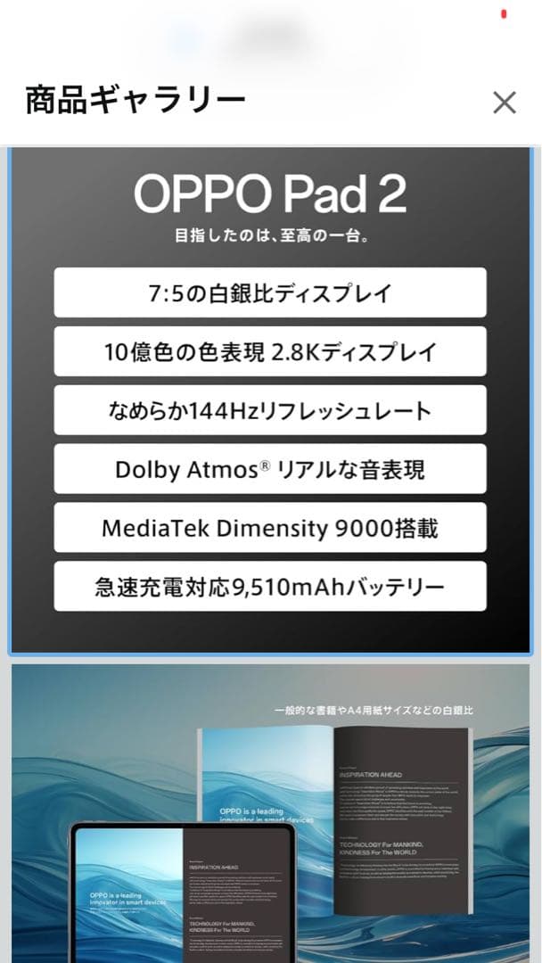 OPPO Pad 2 タブレット グレー 8GB+256GB 11.6インチ