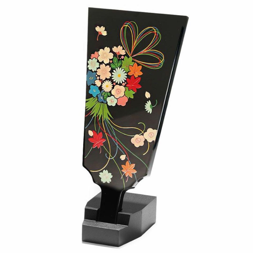 【宮内庁御用達　漆器 山田平安堂】 羽子板（専用台座付き）　花久寿玉