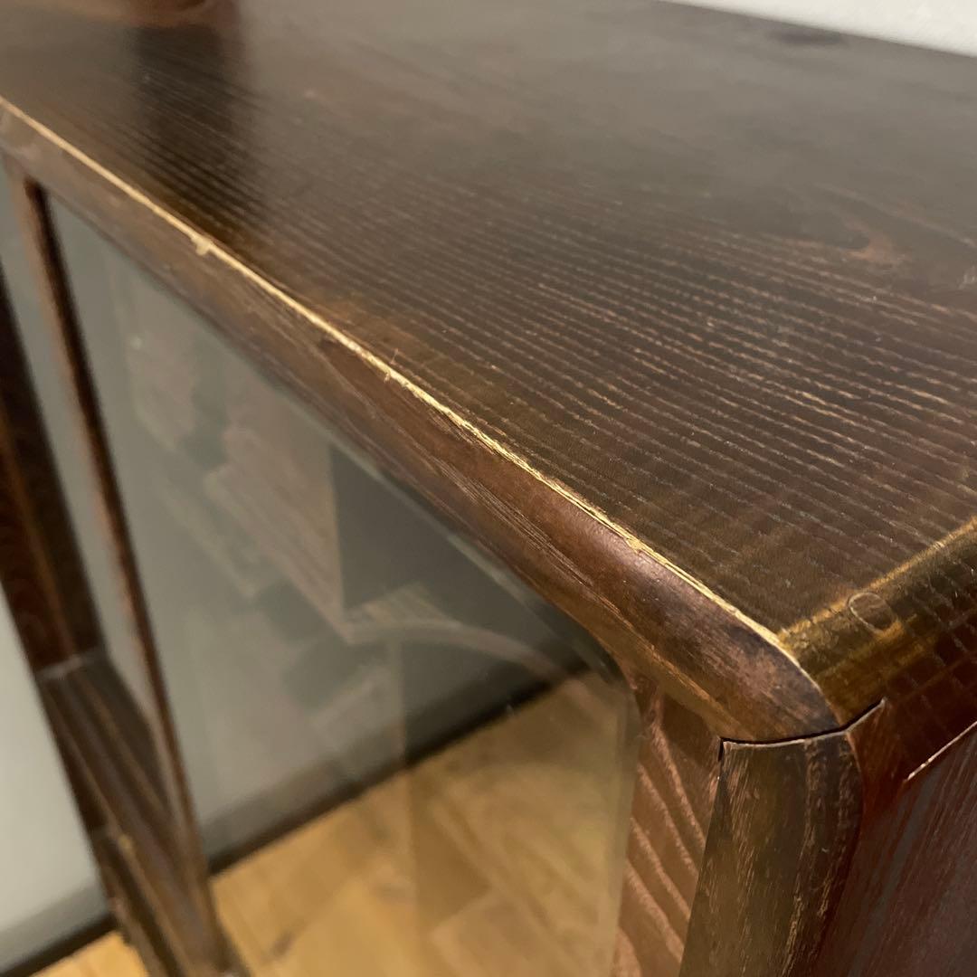 茶箪笥　桑材　木製ガラス扉付き和風収納棚　高さ120cm 食器棚