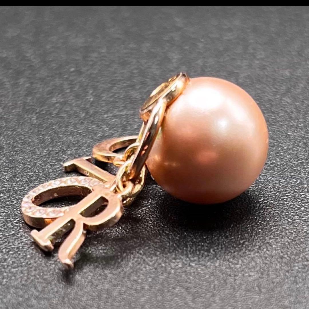 【片耳キャッチのみ】Dior ディオール ロゴ ピアス パール ピンクゴールド