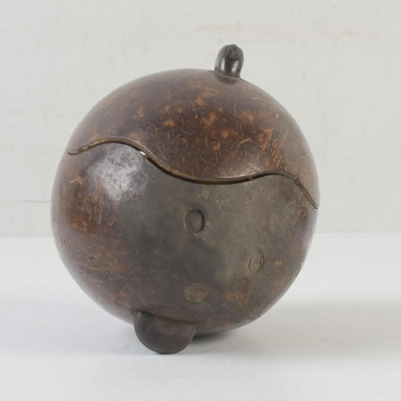 茶道具　椰子の実　内金溜　菓子器　時代箱　M　9853