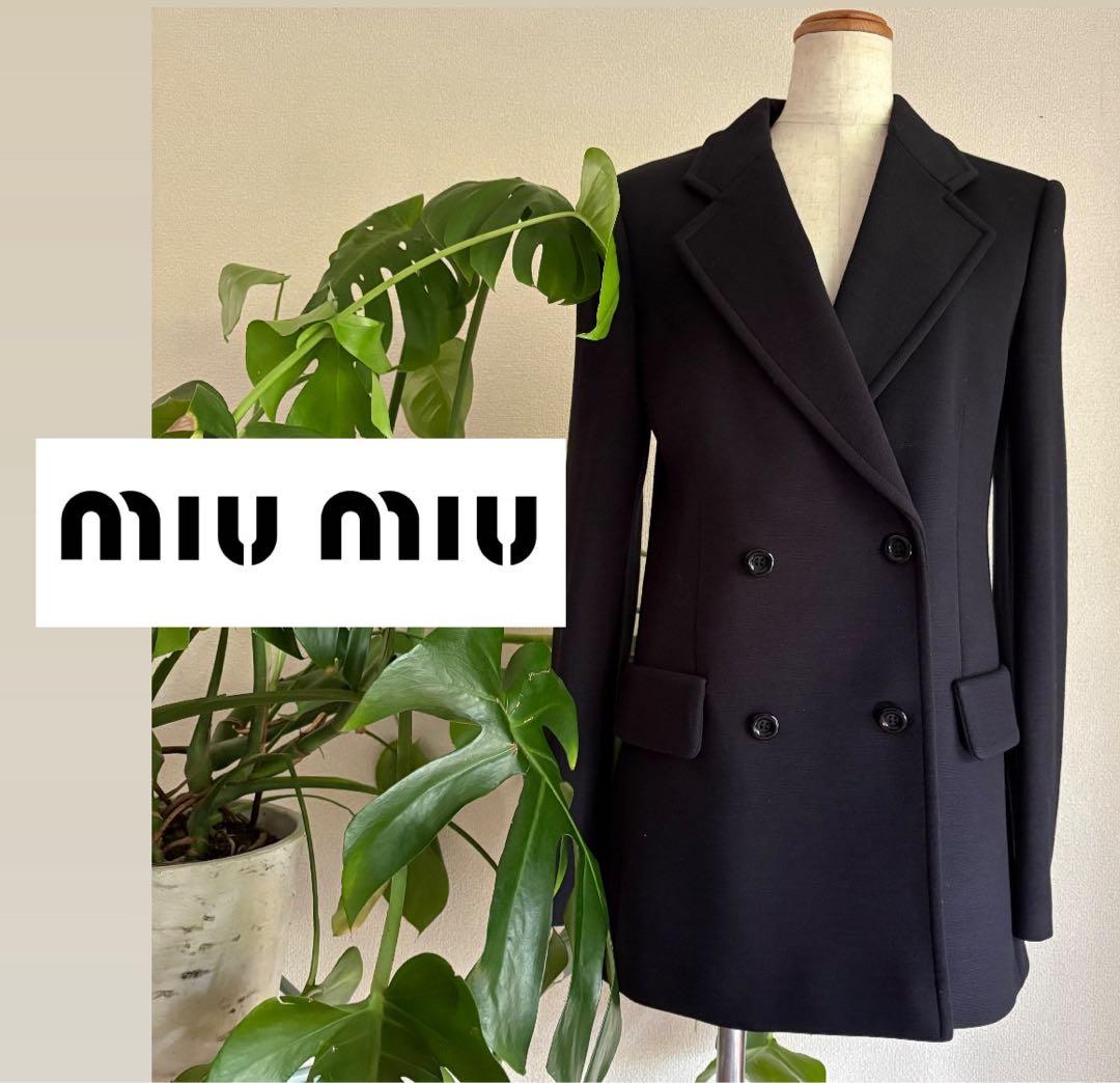 miumiuネイビーダブルボタンジャケット pコートkn58