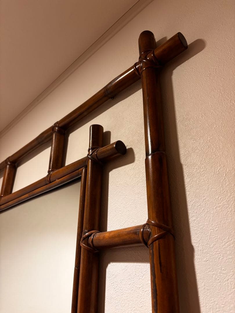 一点物♪アンティーク・バンブーミラー　壁掛け竹製鏡