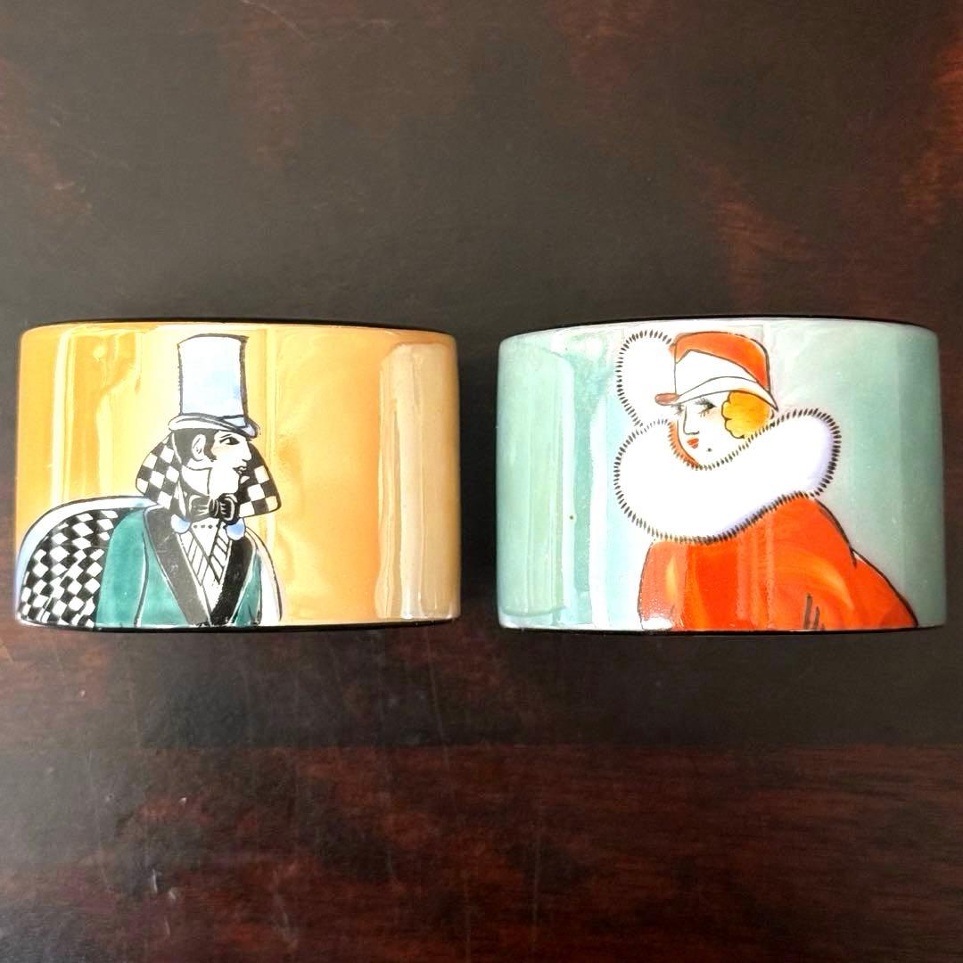 【激レア】オールドノリタケ アールデコ ラスター彩 ナプキンリング ペア紳士淑女