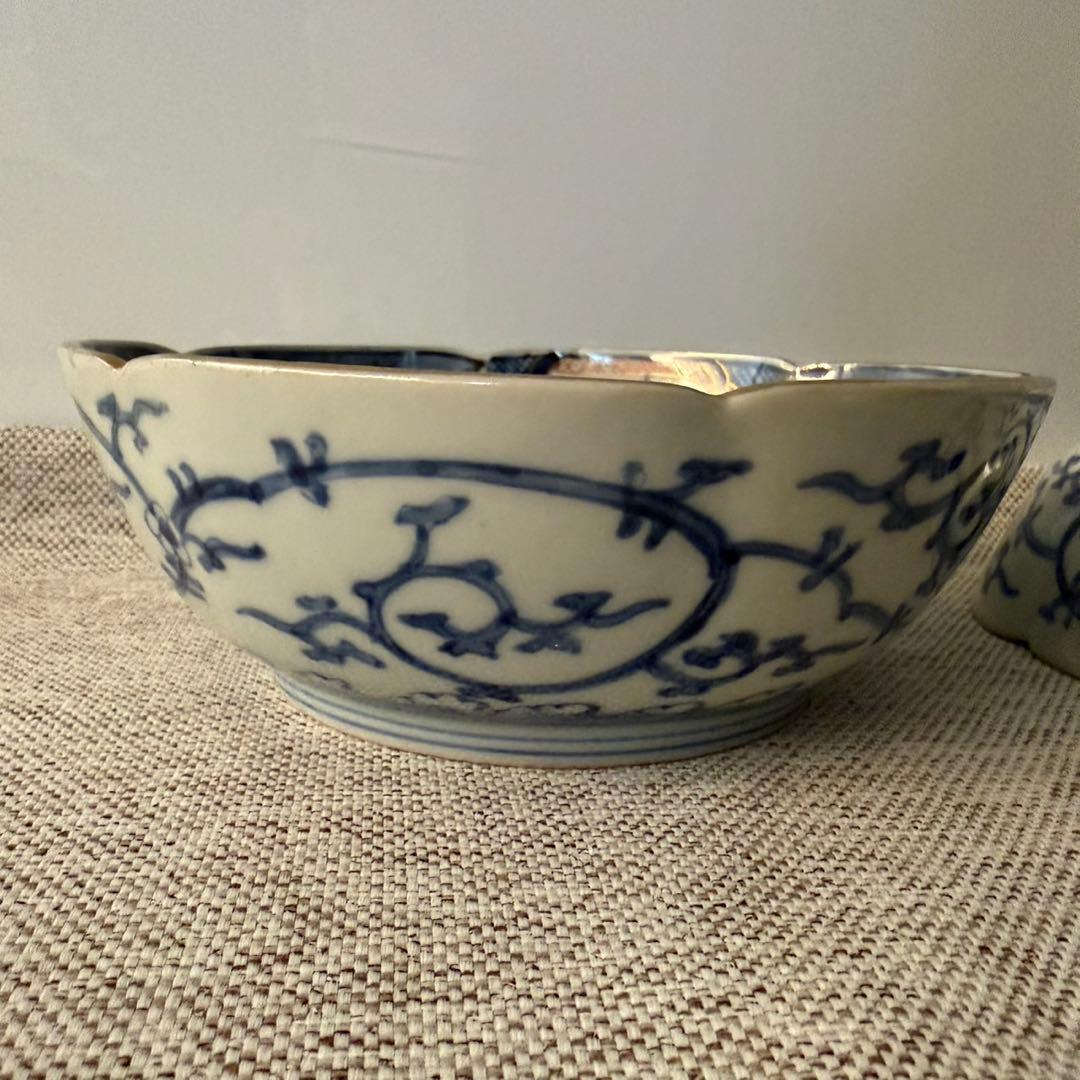 古伊万里　染錦　芙蓉手　松梅　渦福　なます皿　3枚