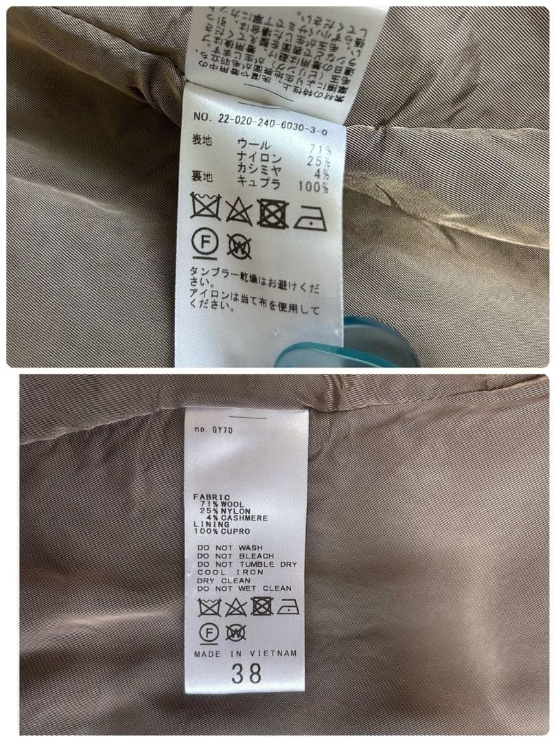 ✨美品✨大人気 ノーブル MTRカラーレスジップショートコート 近年モデル 38