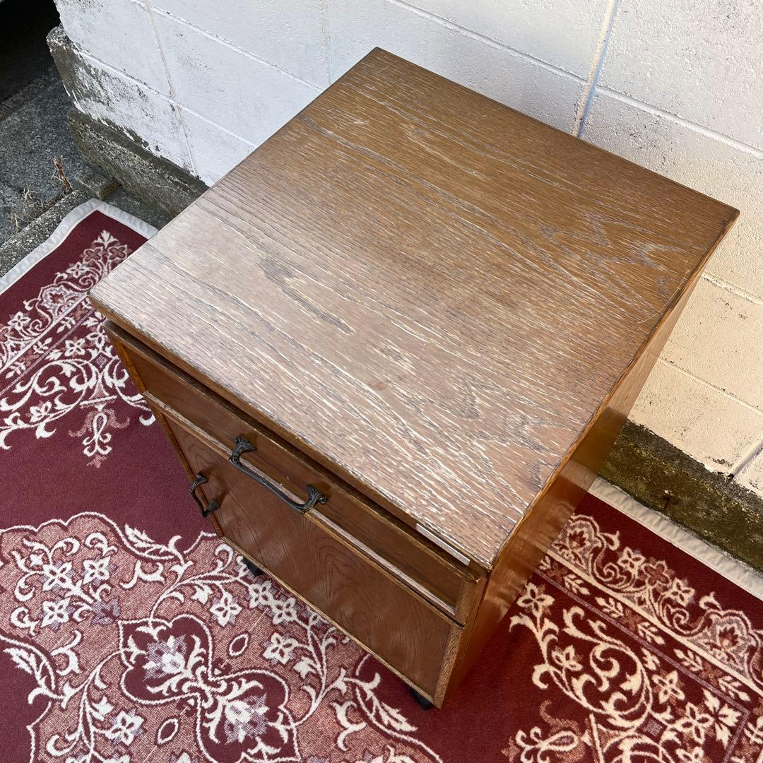 オーク材木製家具◾️パラマウントベッド 脚×キャスター付き チェスト キャビネット