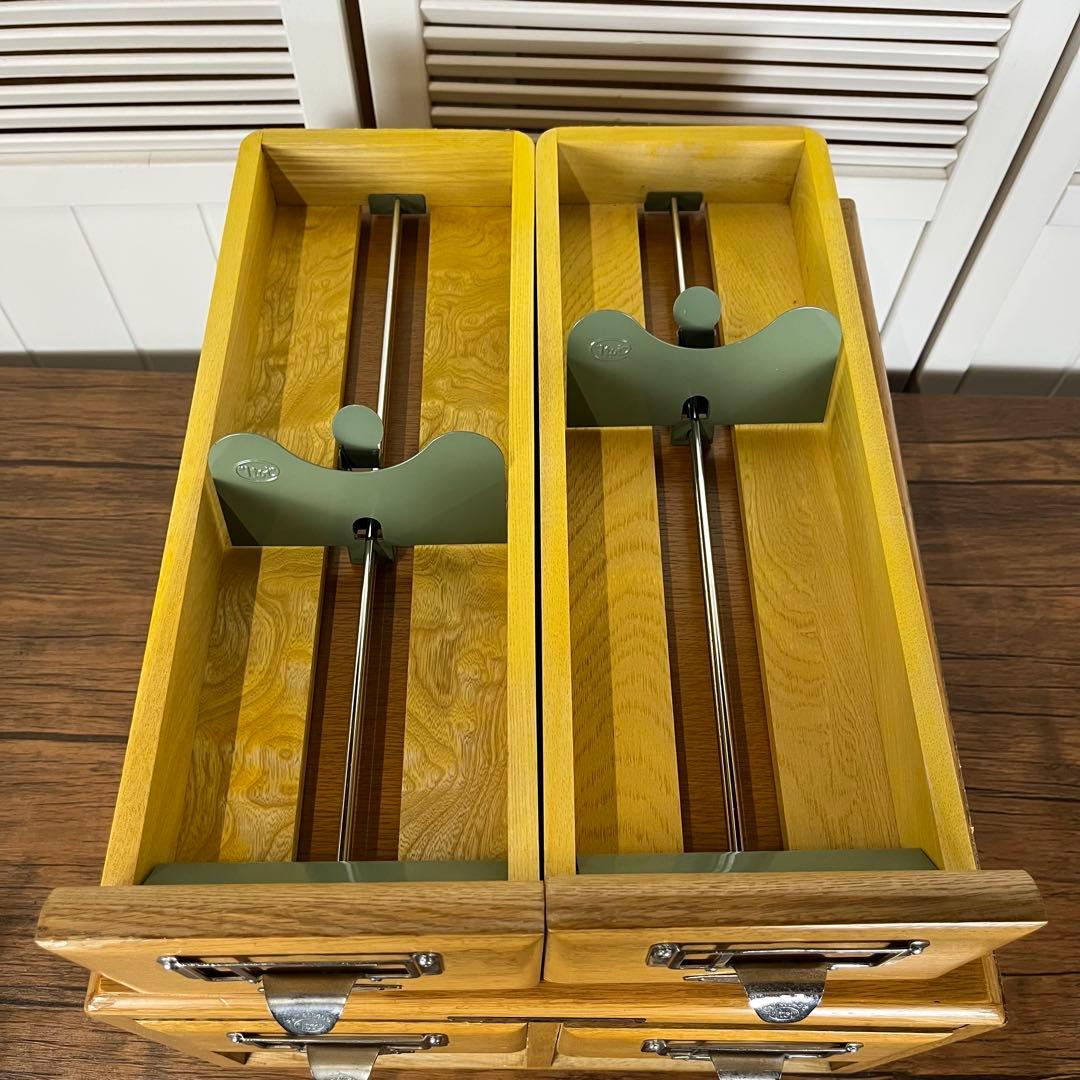 【希少】ヴィンテージ　図書館　カード棚　木製引き出し　ドロワー 4段