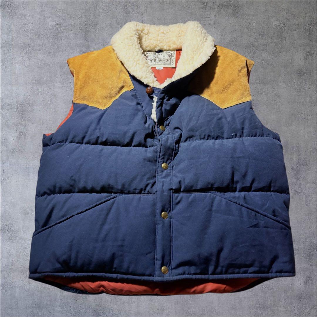 USA製 William Barry レザー切替 ダウンベスト キャメル L