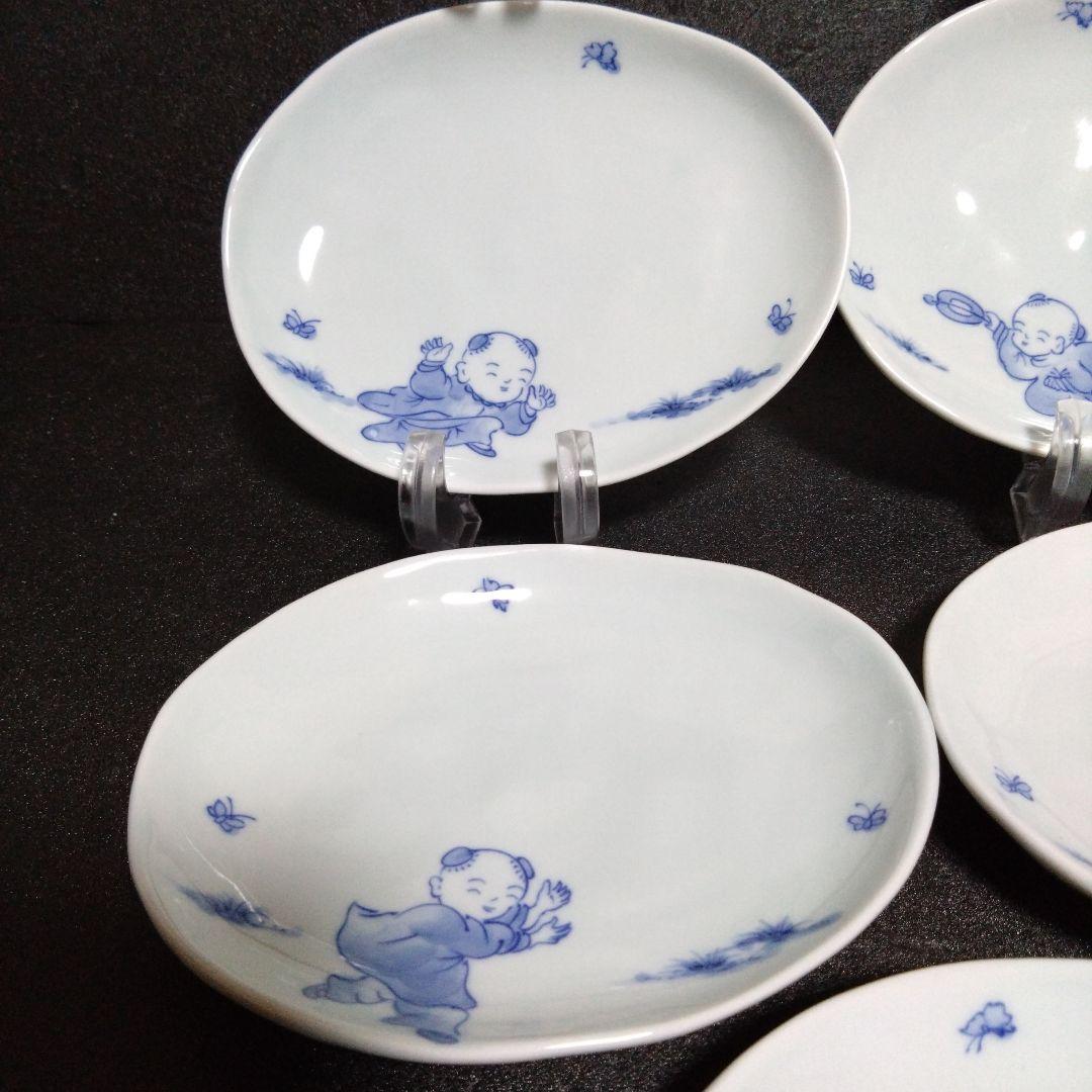 未使用 三川内焼 宝珠窯 唐子 銘々皿5枚　お祝い