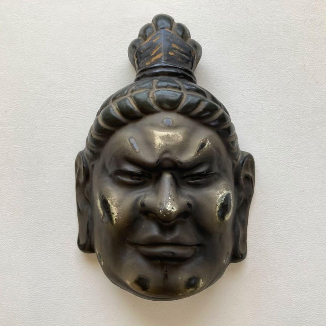 伐折羅大将 広目天⁇ お面 壁掛け 乾漆⁇ 仏教 美術 2点 骨董品 レトロ