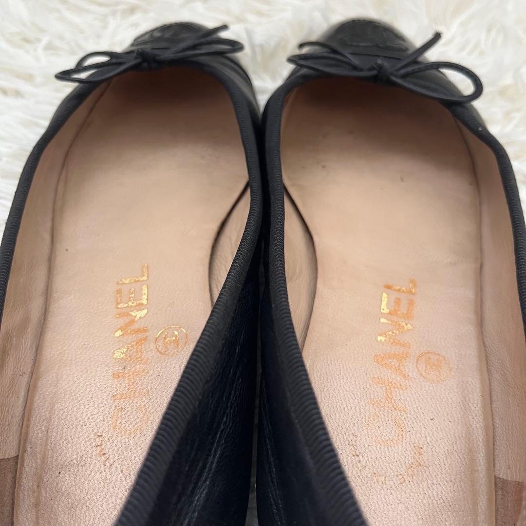 CHANEL ココマーク　バレエシューズ リボン　パンプス サイズ34 黒