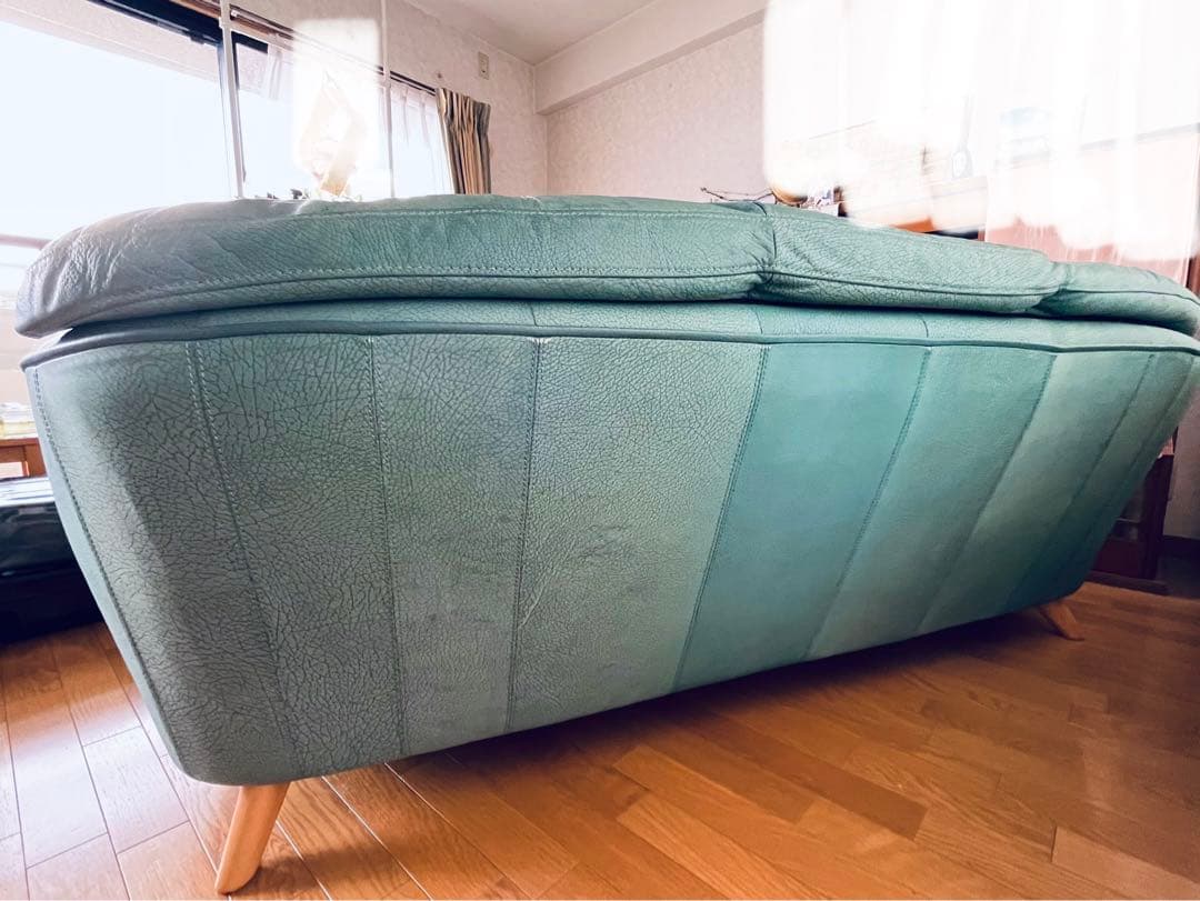 【良品】IDC大塚家具　総本革　Soflex社　トリプルソファ