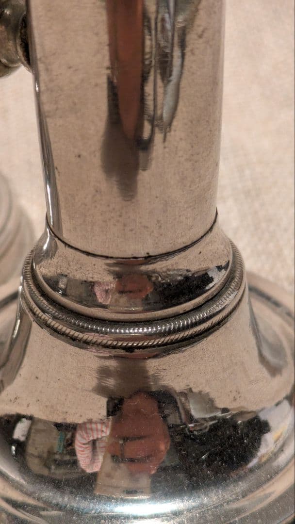 【完動良品】フランスアンティーク 高さ調節可能な蝋燭台 レア銀色2個 25-D