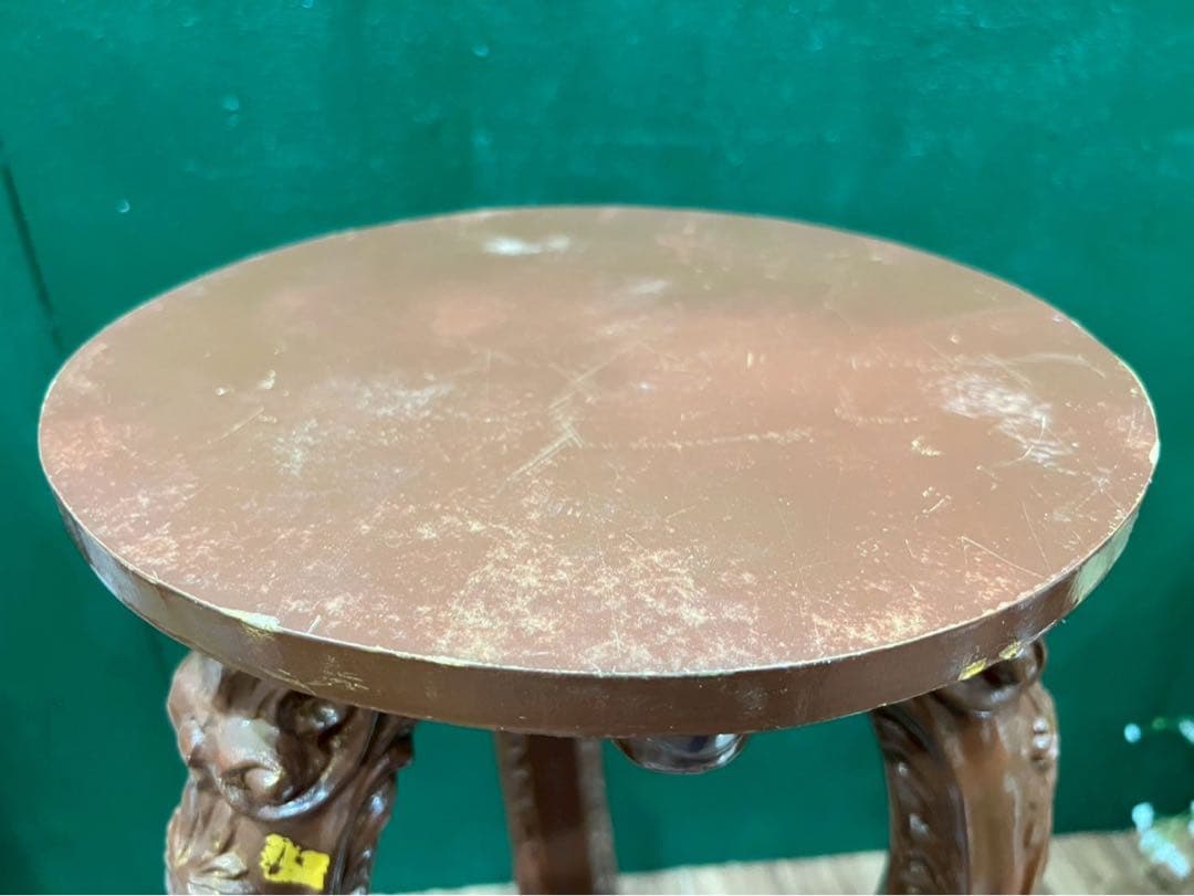 大理石 猫脚 花台 インテリア 当時物 昭和レトロ アンティーク サイドテーブ