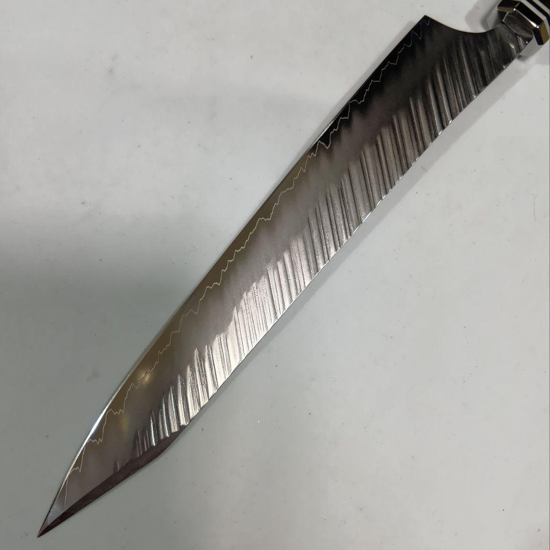 鬼反り切付型 V金10号 9層ダマスカス鋼 筋引 包丁 22cm 黒檀八角柄