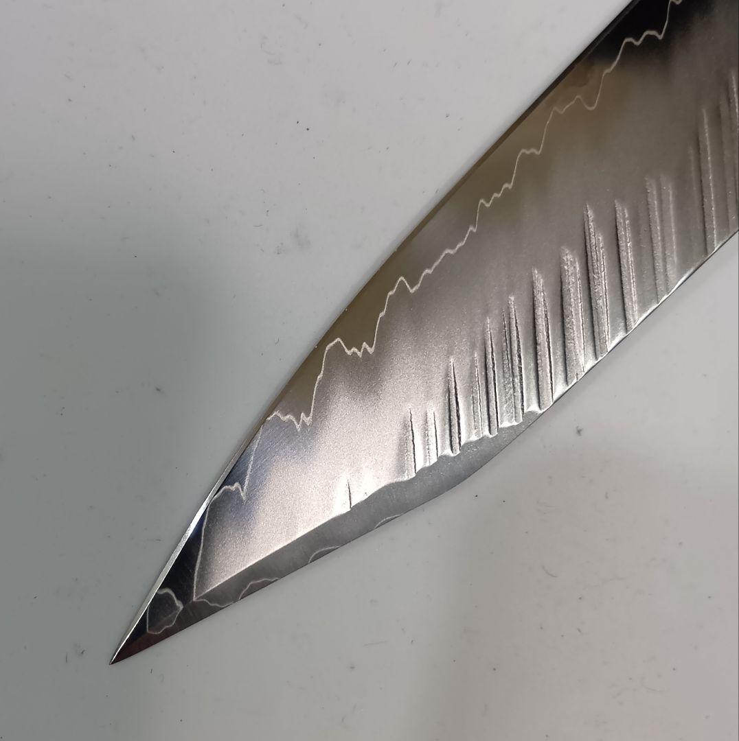 鬼反り切付型 V金10号 9層ダマスカス鋼 筋引 包丁 22cm 黒檀八角柄