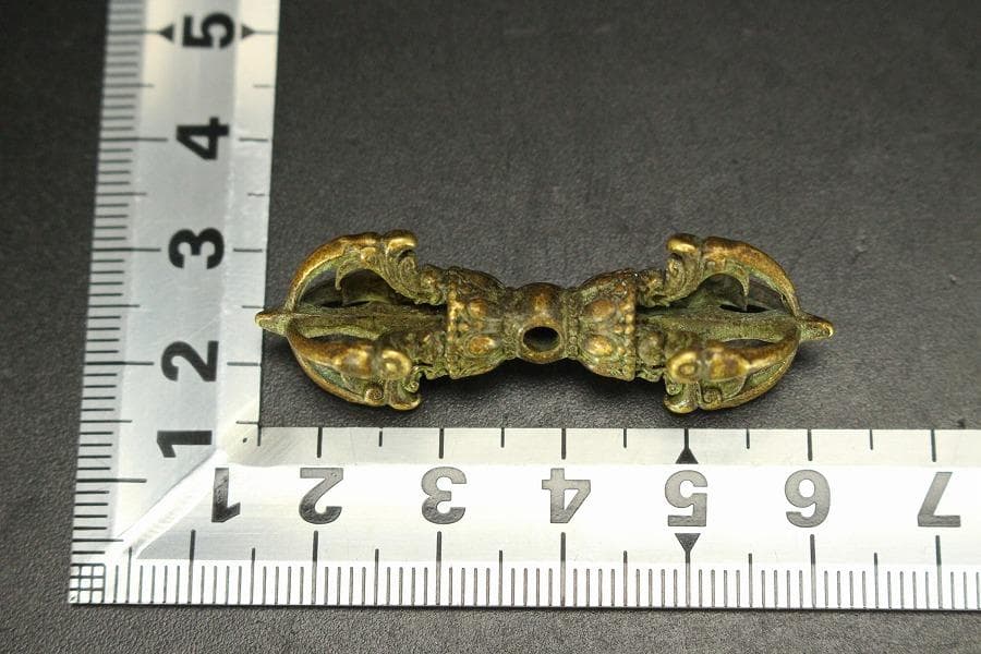 仏教美術 古銅 豆 博山炉 五鈷杵 二件 古美術(LC994)