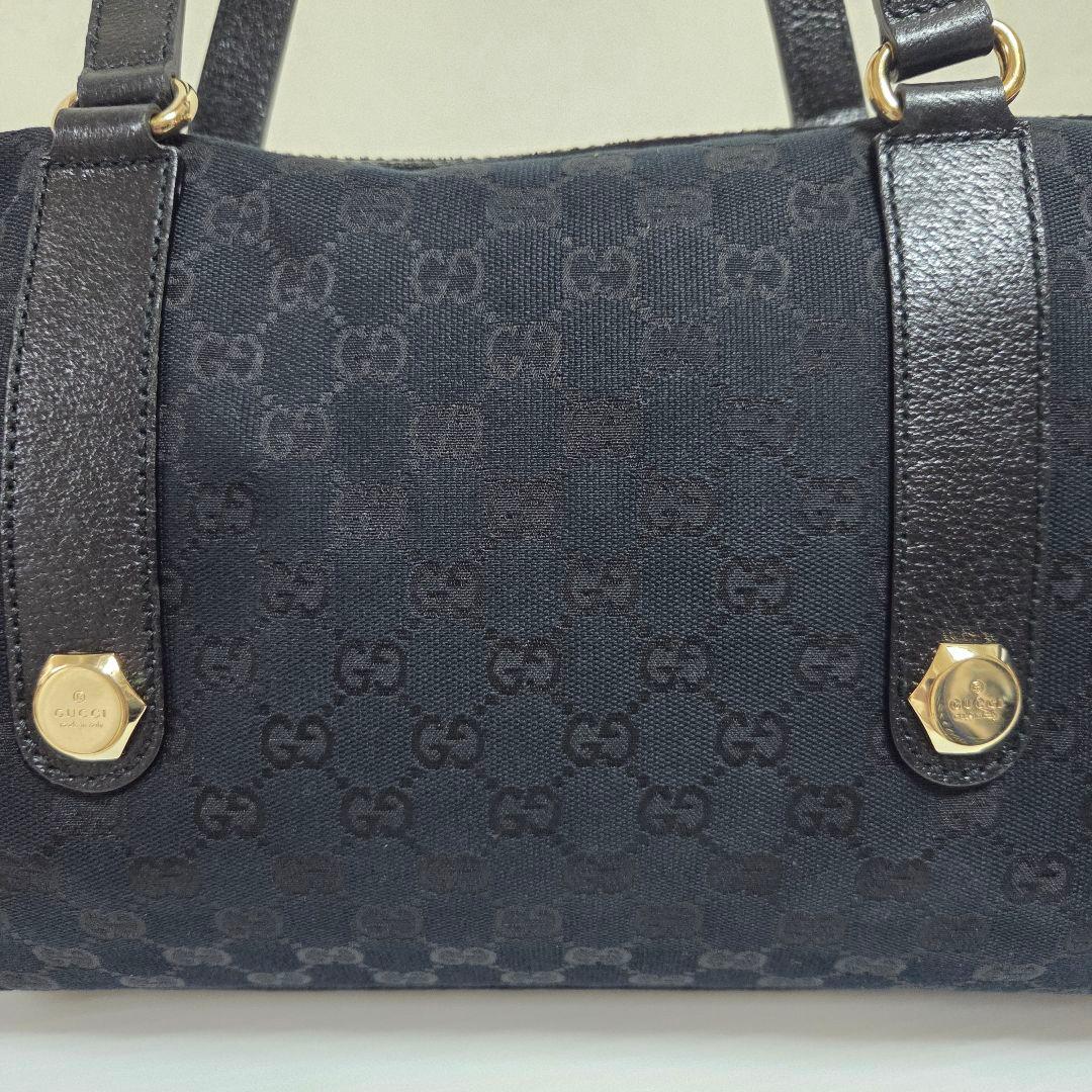 GUCCI GGキャンバス チャーミー ミディアム ボストンバッグ ブラック