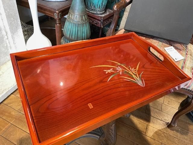 漆塗り 花柄 トレイ