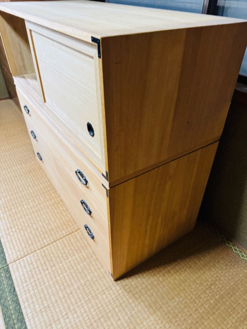 桐タンス 3段 引き戸タイプ 着物用 木製 押入れ タンス 箪笥 引き出し 収納