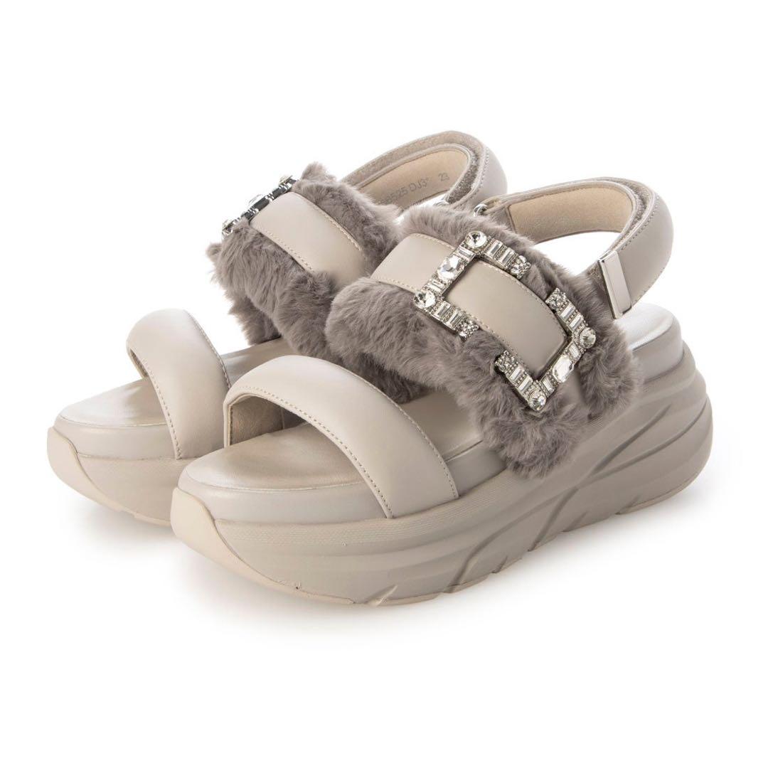 未使用品◆＋diana ビジューバックル付き フットベットサンダル